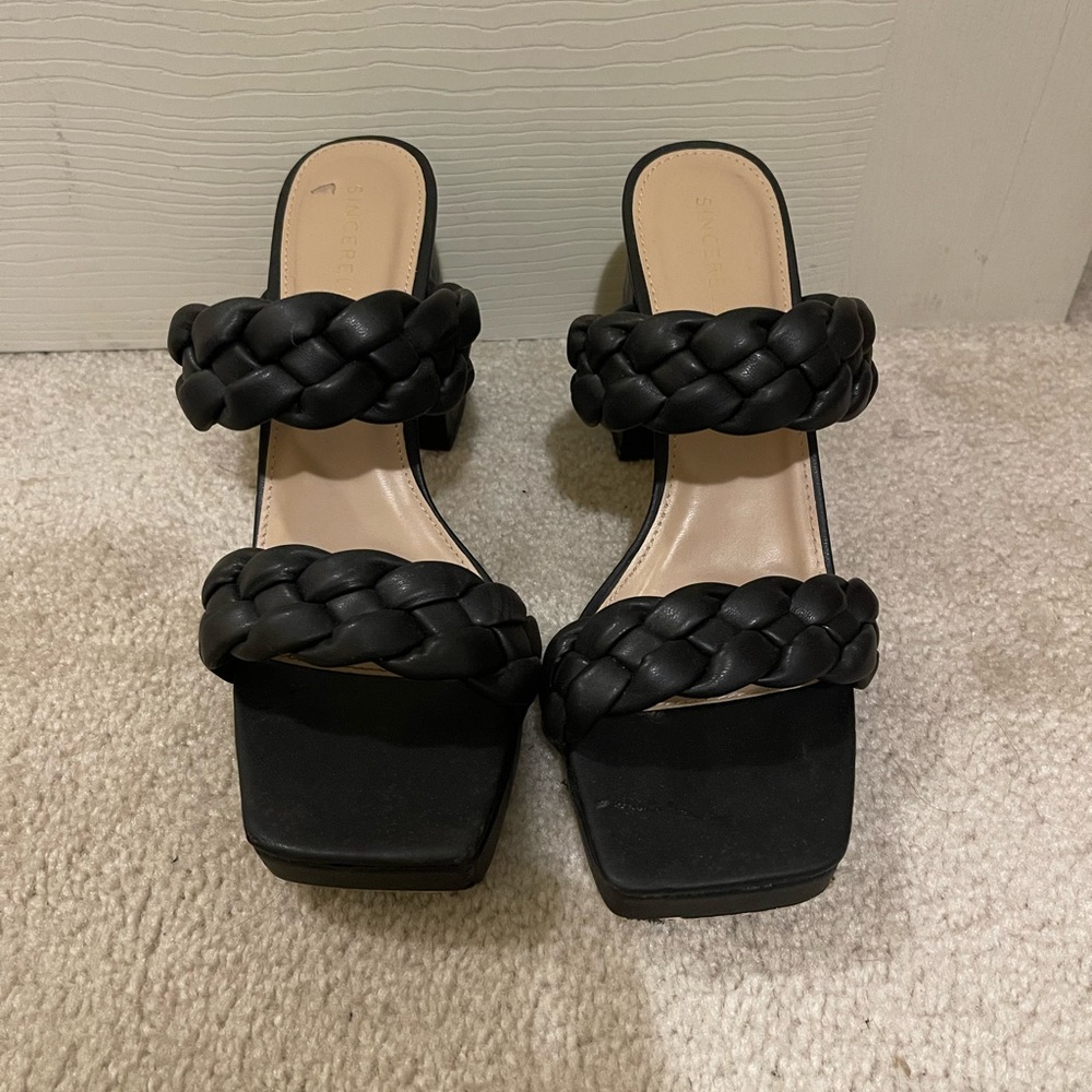 Sincerely Jules Black Braided Heels